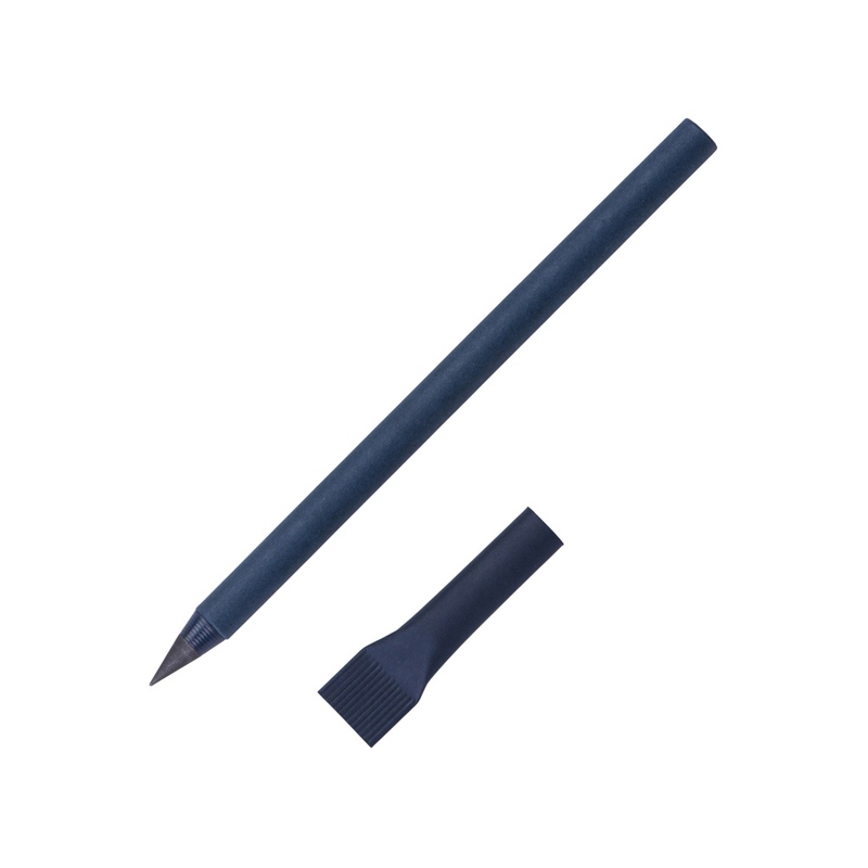 Вечный карандаш из переработанной бумаги "Recycled pencil", темно-синий с логотипом