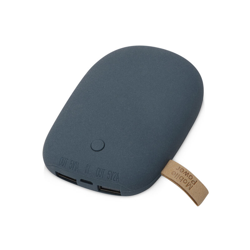 Внешний аккумулятор в форме камня «Stone», 7800 mAh, темно-серый с логотипом