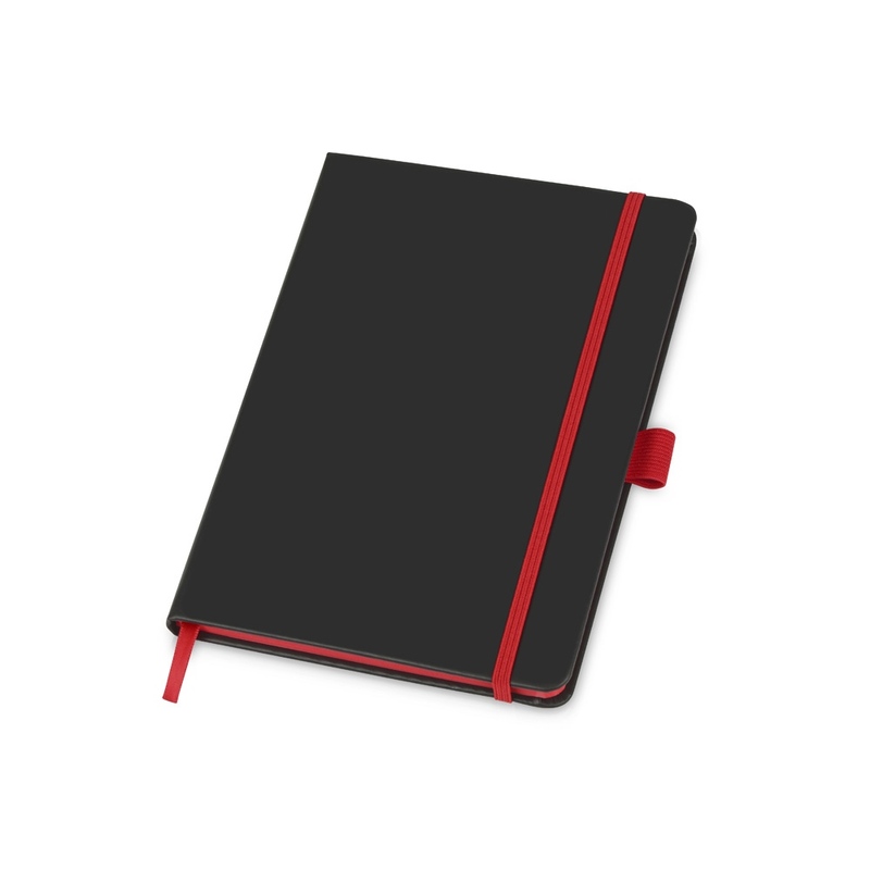 Блокнот "ColorNote Black", твердая обложка A5, 80 листов, черный с красным (Р) с логотипом