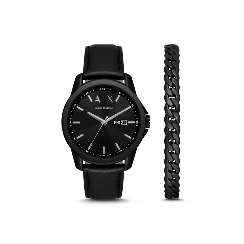Подарочный набор: часы наручные мужские с браслетом. Armani Exchange с логотипом