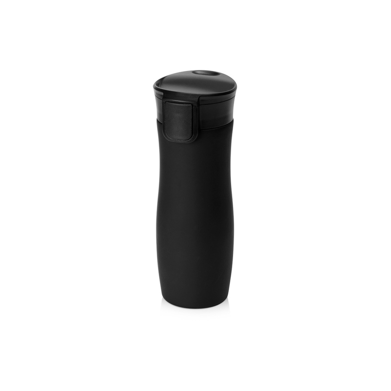 Вакуумная термокружка с кнопкой Streamline, Waterline, soft-touch, тубус, черный с логотипом