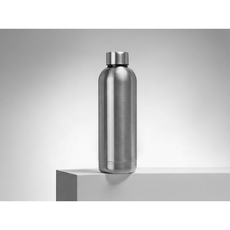 Вакуумная термобутылка "Cask" Waterline, 500 мл, тубус, серебристый глянцевый с логотипом