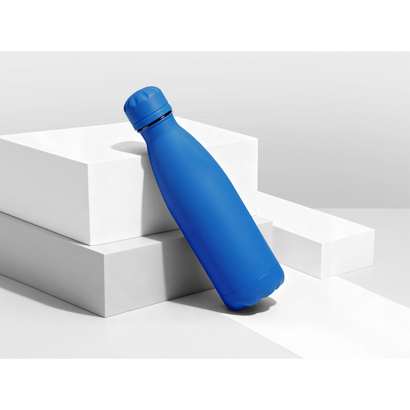 Вакуумная термобутылка "Vacuum bottle C1", soft touch, 500 мл, синий классический с логотипом