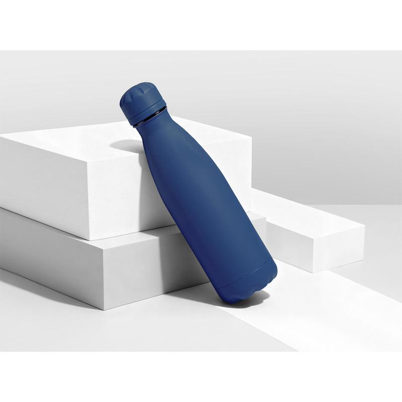 Вакуумная термобутылка "Vacuum bottle C1", soft touch, 500 мл, темно-синий с логотипом