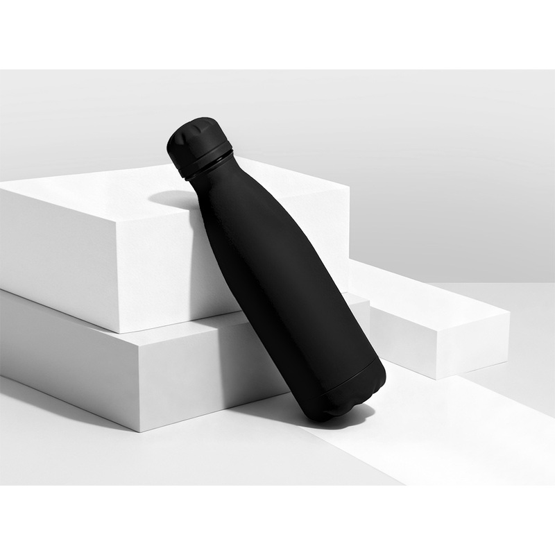 Вакуумная термобутылка "Vacuum bottle C1", soft touch, 500 мл, черный с логотипом
