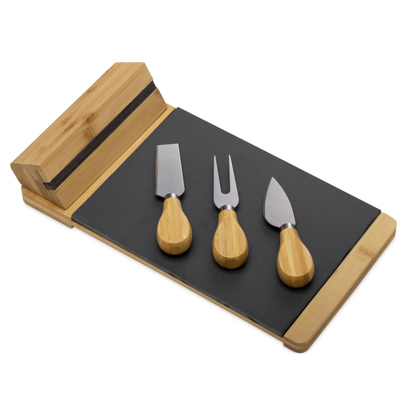 Набор для сыра из сланцевой доски и ножей Bamboo collection "Taleggio" с логотипом