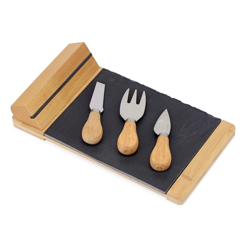 Набор для сыра из сланцевой доски и ножей Bamboo collection "Taleggio" (Р) с логотипом