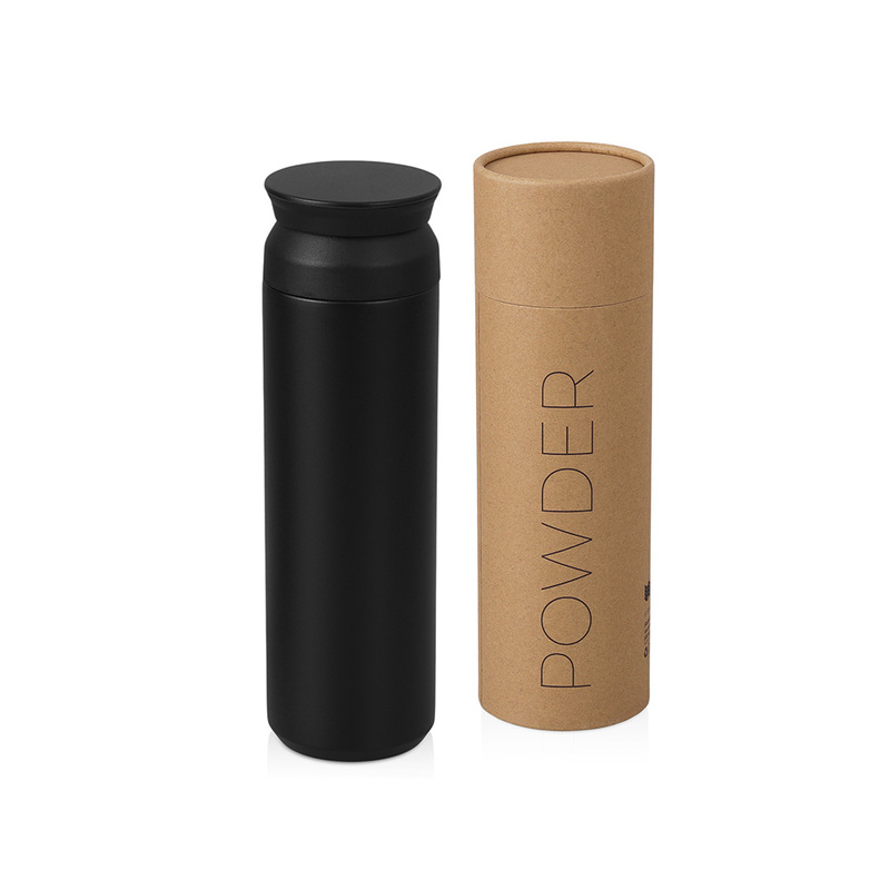 Вакуумный термос "Powder" 500 мл, тубус, черный с логотипом