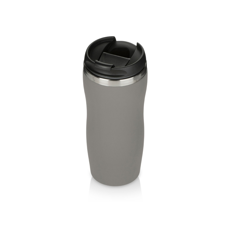 Термокружка "Double wall mug C1", soft touch, 350 мл, серый с логотипом