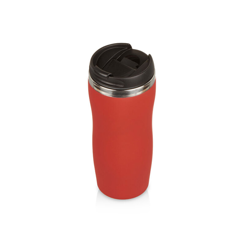 Термокружка "Double wall mug C1", soft touch, 350 мл, красный с логотипом