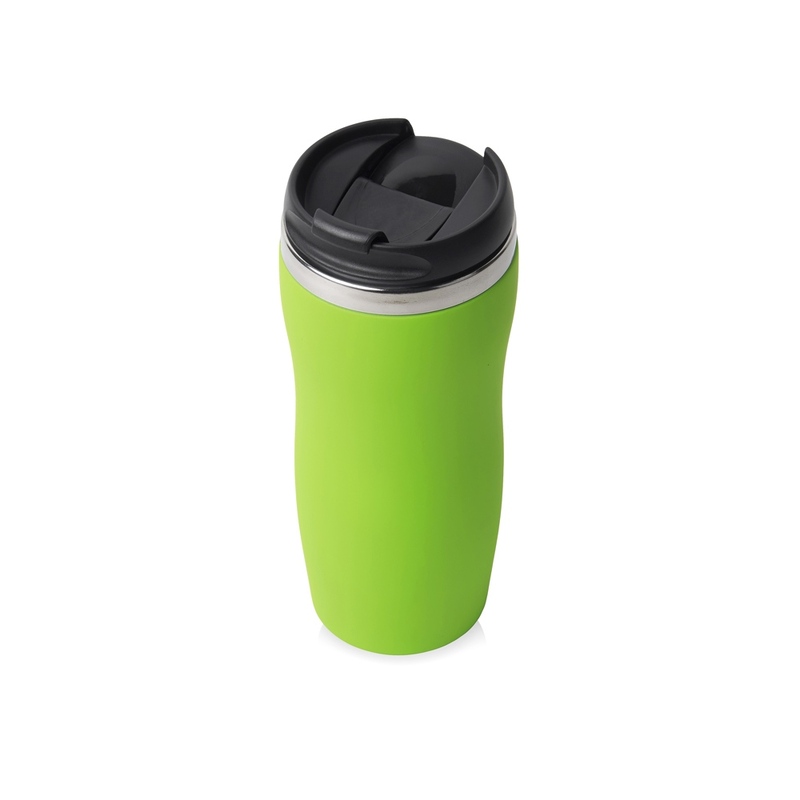 Термокружка "Double wall mug C1", soft touch, 350 мл, зеленое яблоко с логотипом