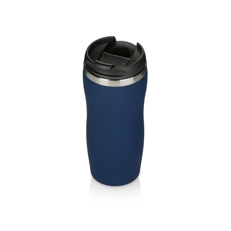 Термокружка "Double wall mug C1", soft touch, 350 мл, темно-синий (Р) с логотипом