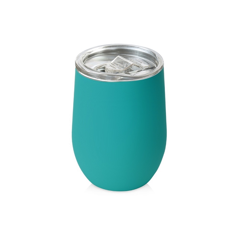 Термокружка Sense Gum, soft-touch, непротекаемая крышка, 370мл, бирюзовый 320C с логотипом