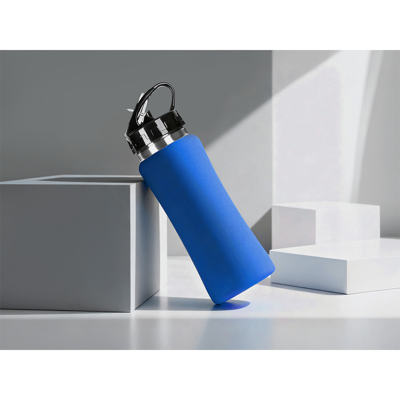 Бутылка для воды "Bottle C1", сталь, soft touch, 600 мл, синий с логотипом