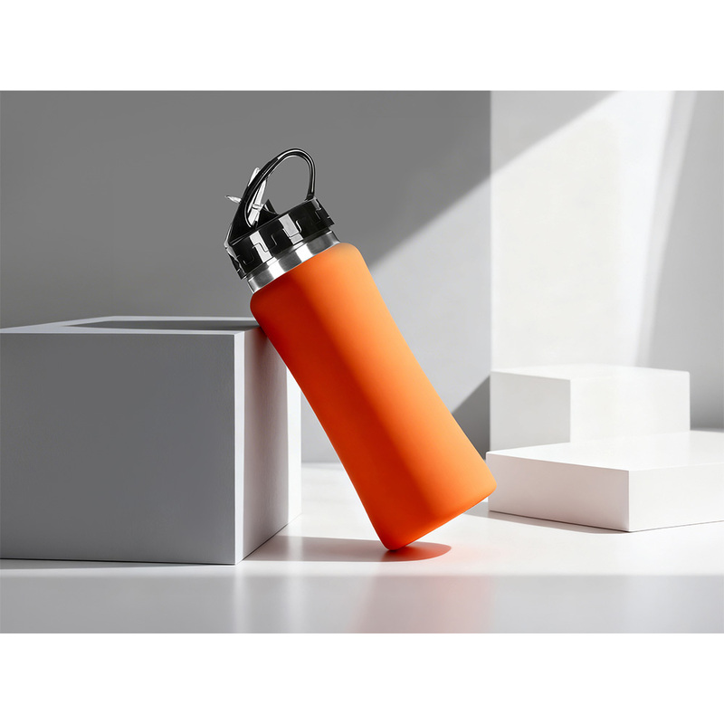Бутылка для воды "Bottle C1", сталь, soft touch, 600 мл, оранжевый с логотипом