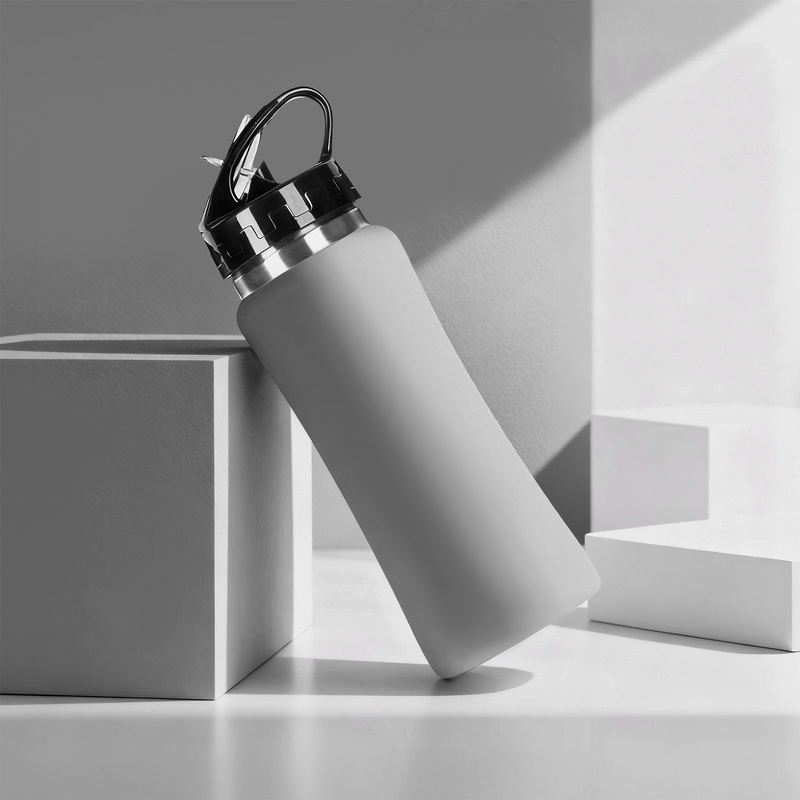 Бутылка для воды "Bottle C1", сталь, soft touch, 600 мл, серый с логотипом