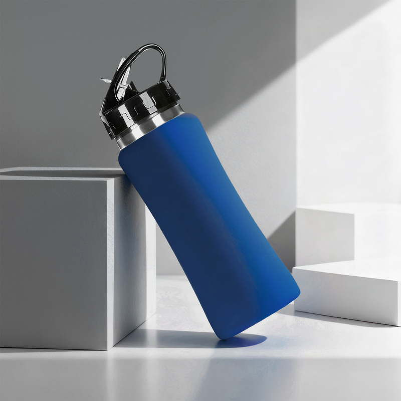 Бутылка для воды "Bottle C1", сталь, soft touch, 600 мл, темно-синий с логотипом