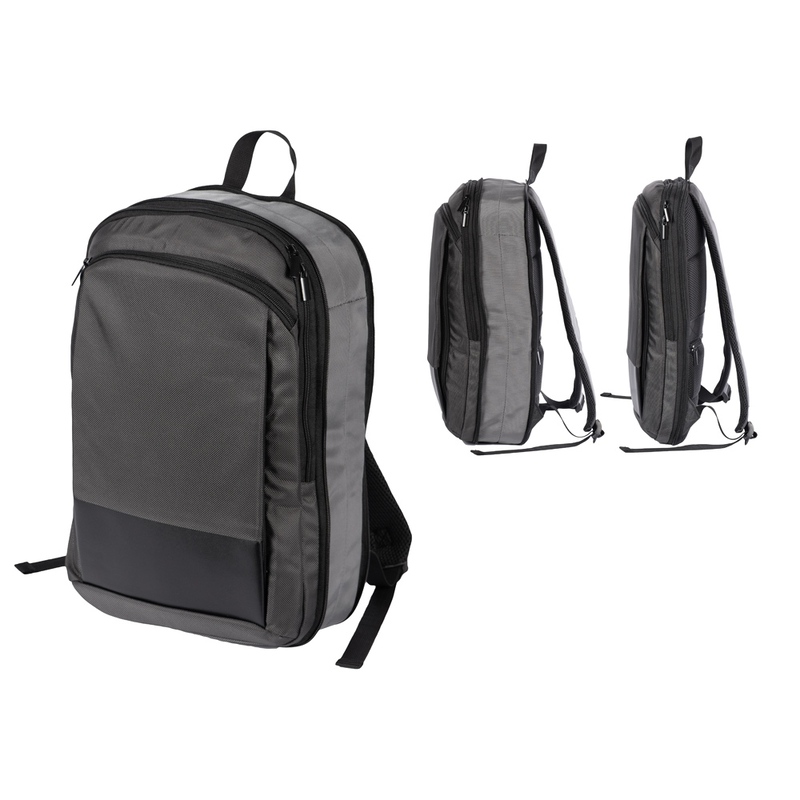 Расширяющийся рюкзак Slimbag для ноутбука 15,6", серый с логотипом