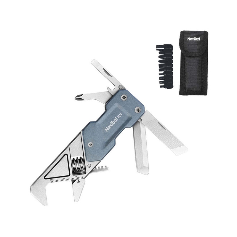 Мультитул-ключ Nextool Light Wrench W1 с набором бит, 6 функций, голубо-серый (NE20270) с логотипом