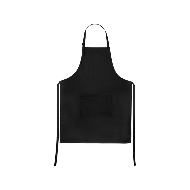Хлопковый фартук 180gsm, черный с логотипом