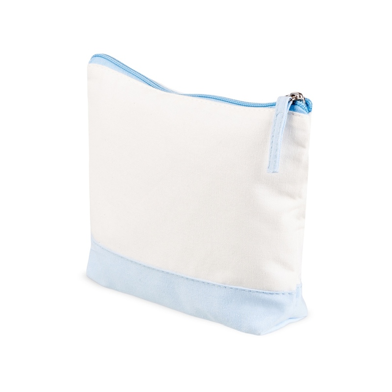 Косметичка хлопковая Cotton, белый/голубой с логотипом