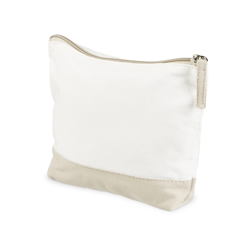 Косметичка хлопковая Cotton, белый/бежевый с логотипом