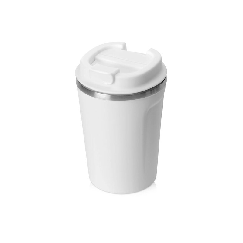 Термокружка CAFe COMPACT, 380 мл, белый с логотипом
