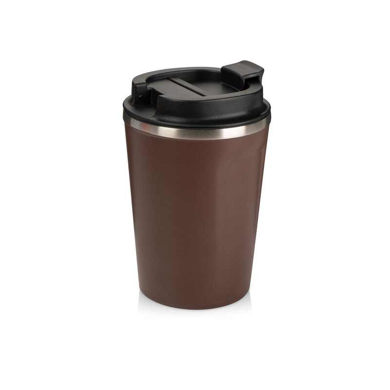 Термокружка CAFe COMPACT, 380 мл, коричневый с логотипом