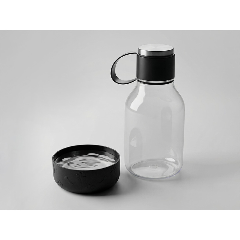 Бутылка для воды 2-в-1 «Dog Bowl Bottle» со съемной миской для питомцев, 1500 мл, черный с логотипом