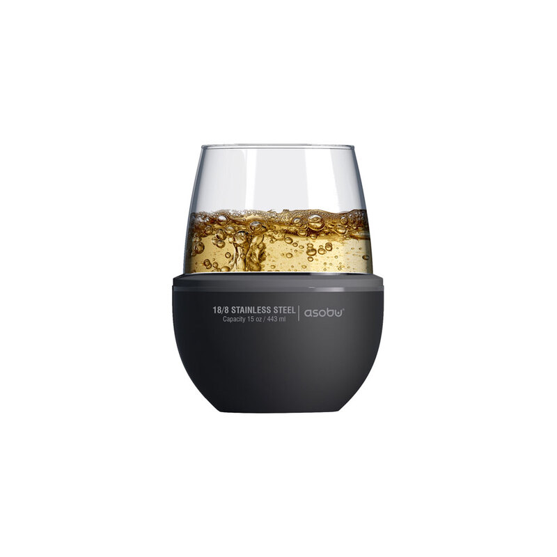 Тумблер для вина WINE KUZIE, черный с логотипом