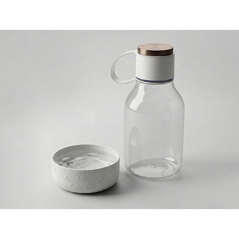 Бутылка для воды 2-в-1 «Dog Bowl Bottle» со съемной миской для питомцев, 1500 мл, белый с логотипом