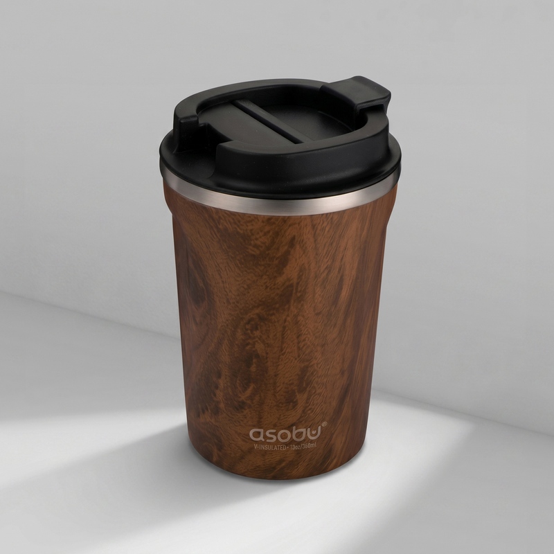 Термокружка CAFe COMPACT, 380 мл, wood с логотипом