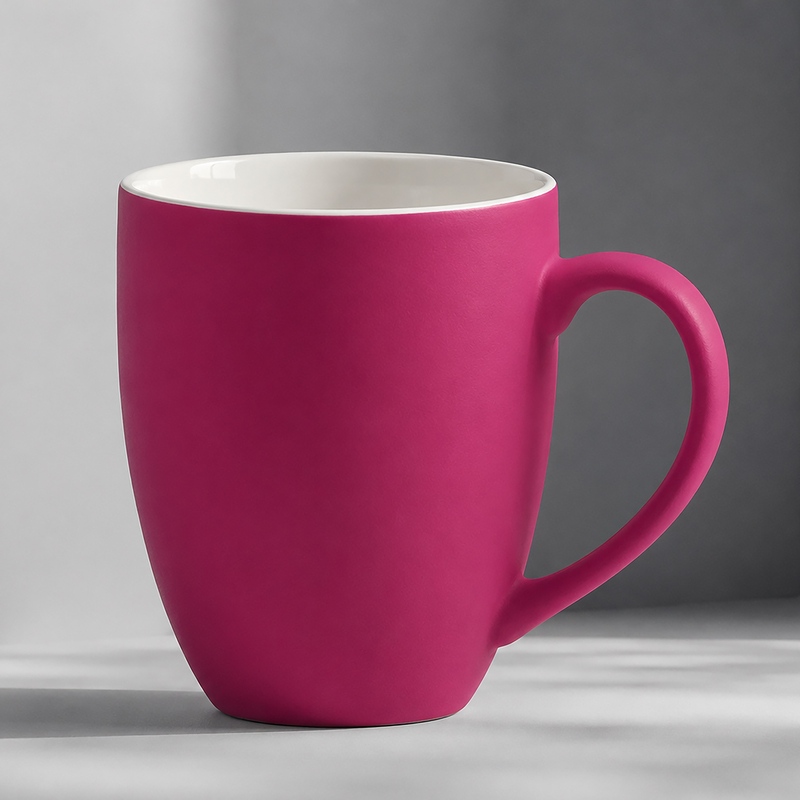 Кружка с покрытием soft-touch “Tulip Gum”, фуксия с логотипом