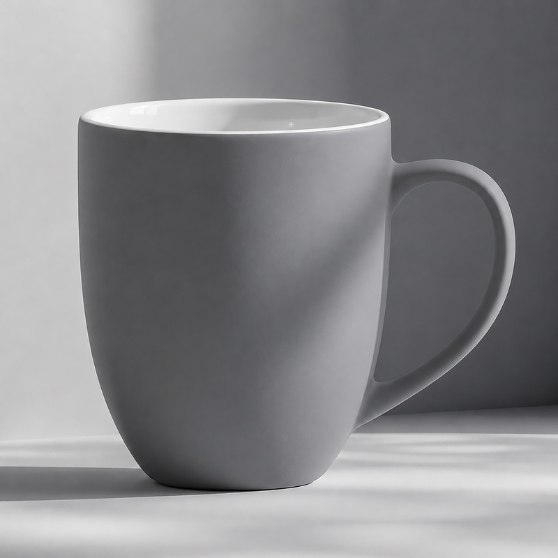 Кружка с покрытием soft-touch “Tulip Gum”, средне-серый NEW Cool gray 7C с логотипом