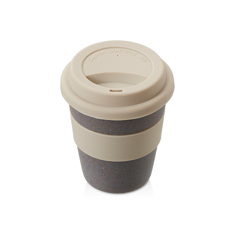 Стакан с силиконовой крышкой "Cafe", beige с логотипом
