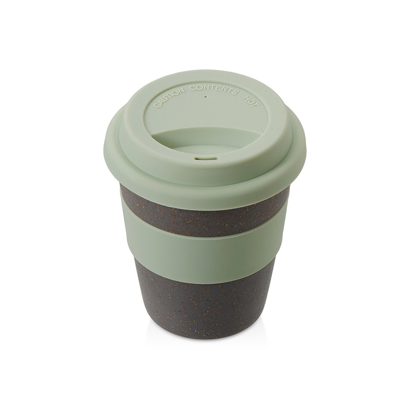 Стакан с силиконовой крышкой "Cafe", olive с логотипом