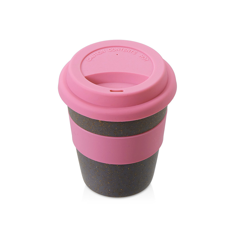Стакан с силиконовой крышкой "Cafe", dust pink с логотипом