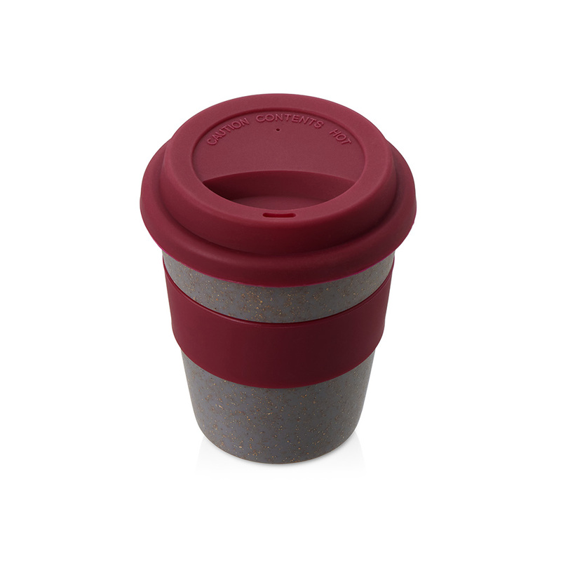 Стакан с силиконовой крышкой "Cafe", burgundy с логотипом