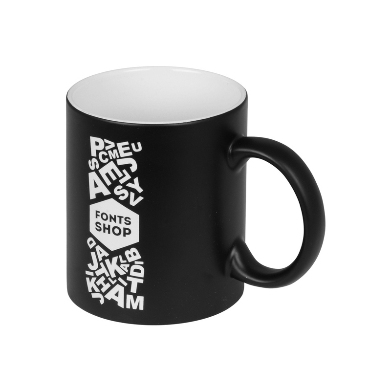 Кружка с покрытием для гравировки «Subcolor BLK», черный/белый (Р) с логотипом