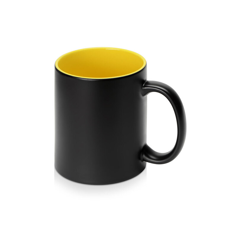 Кружка-хамелеон Surprise матовая, черный/желтый с логотипом