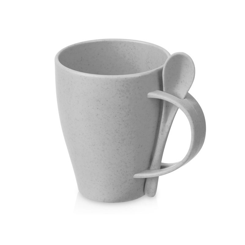 Пшеничная кружка Nina с ложкой, 300ml, серый Cool grey 7C с логотипом