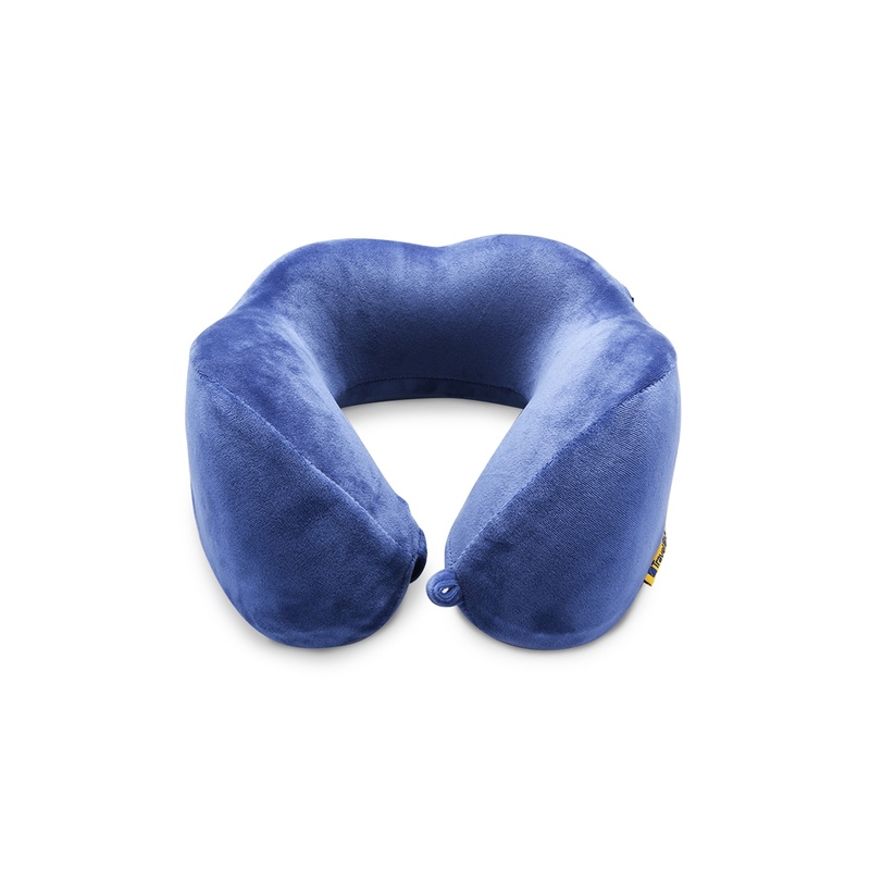 Подушка для путешествий с эффектом памяти, с капюшоном "Hooded Tranquility Pillow", синий с логотипом