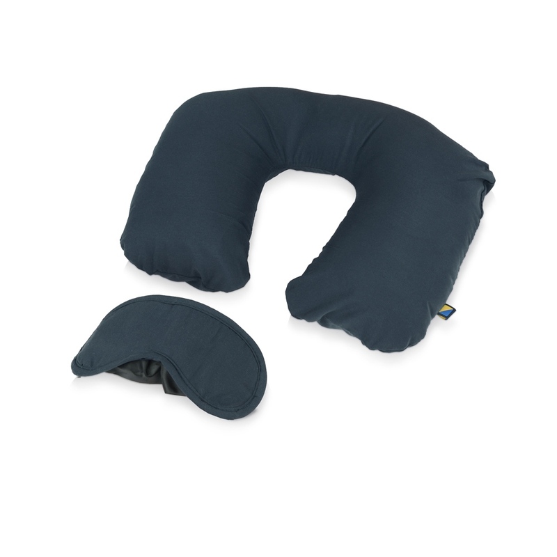 Набор дорожный Travel Blue Sleep Set, синий с логотипом