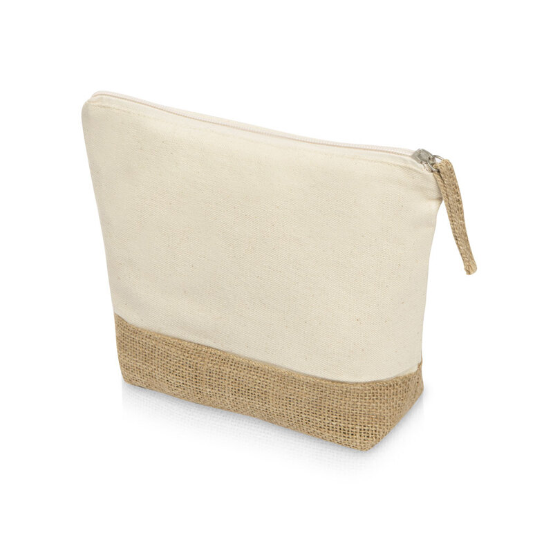 Косметичка "Jute" из хлопка и джута, натуральный с логотипом