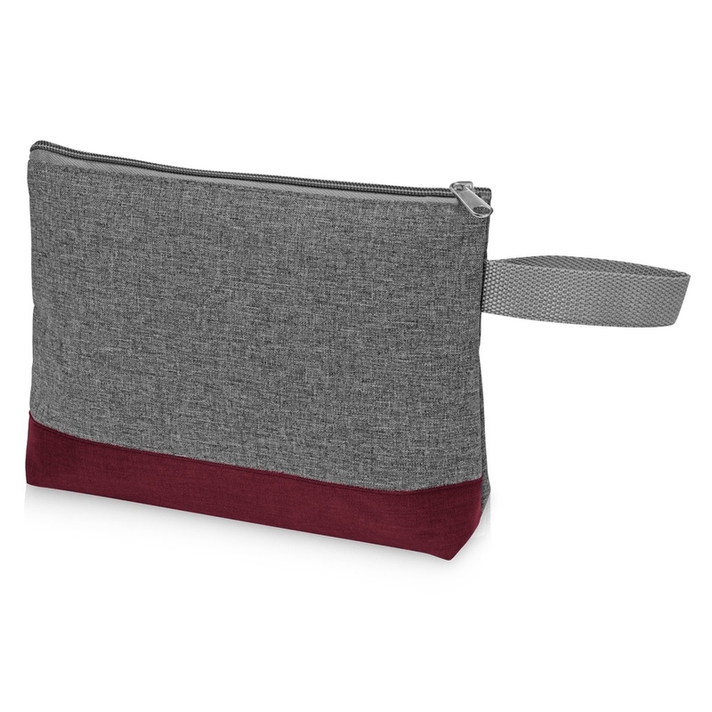 Косметичка двухцветная Trivium, серый/бордовый с логотипом