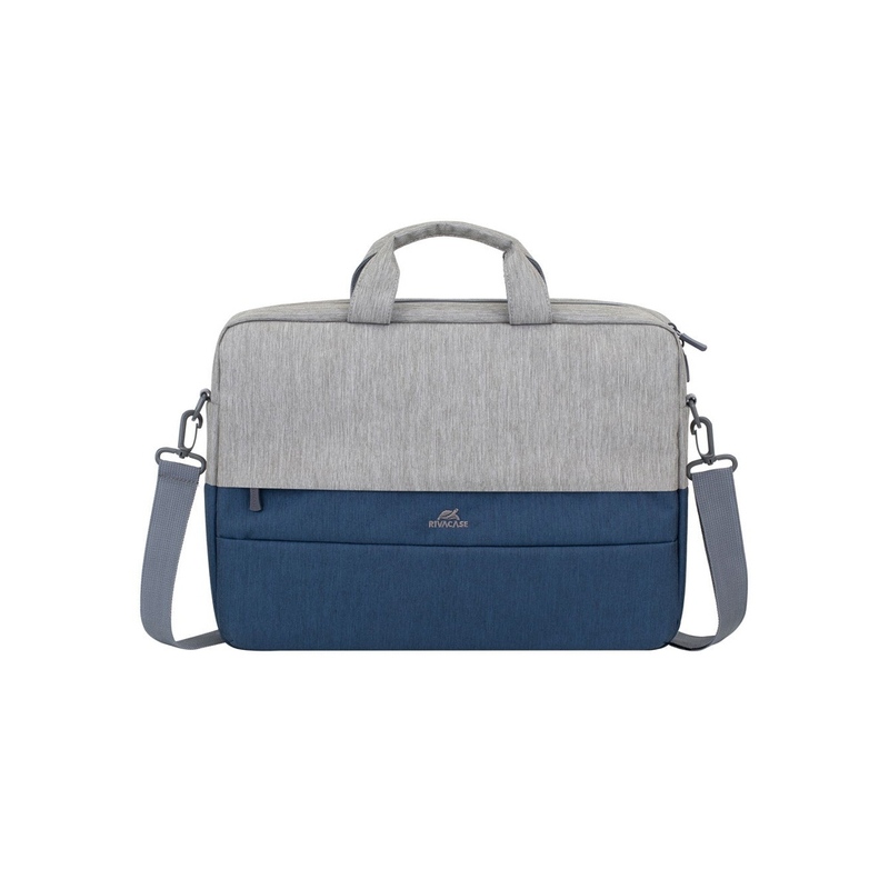 RIVACASE 7532 grey/dark blue сумка для ноутбука 15.6'' с логотипом