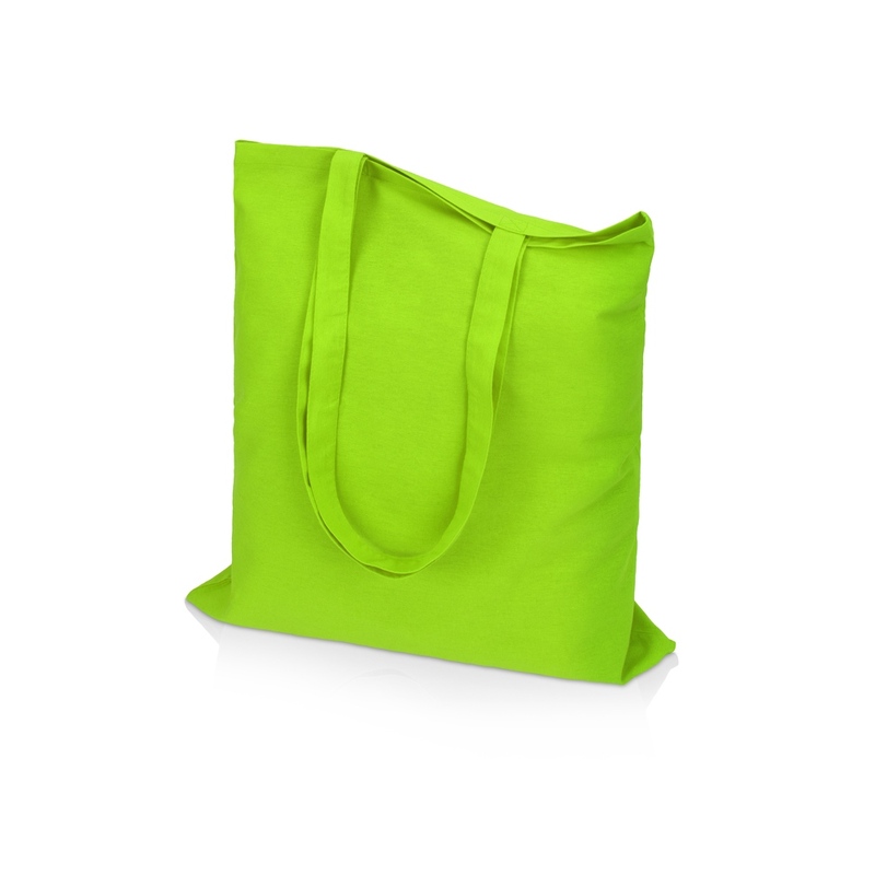 Сумка для шопинга Carryme 120 хлопковая, 120 г/м2, зеленое яблоко с логотипом