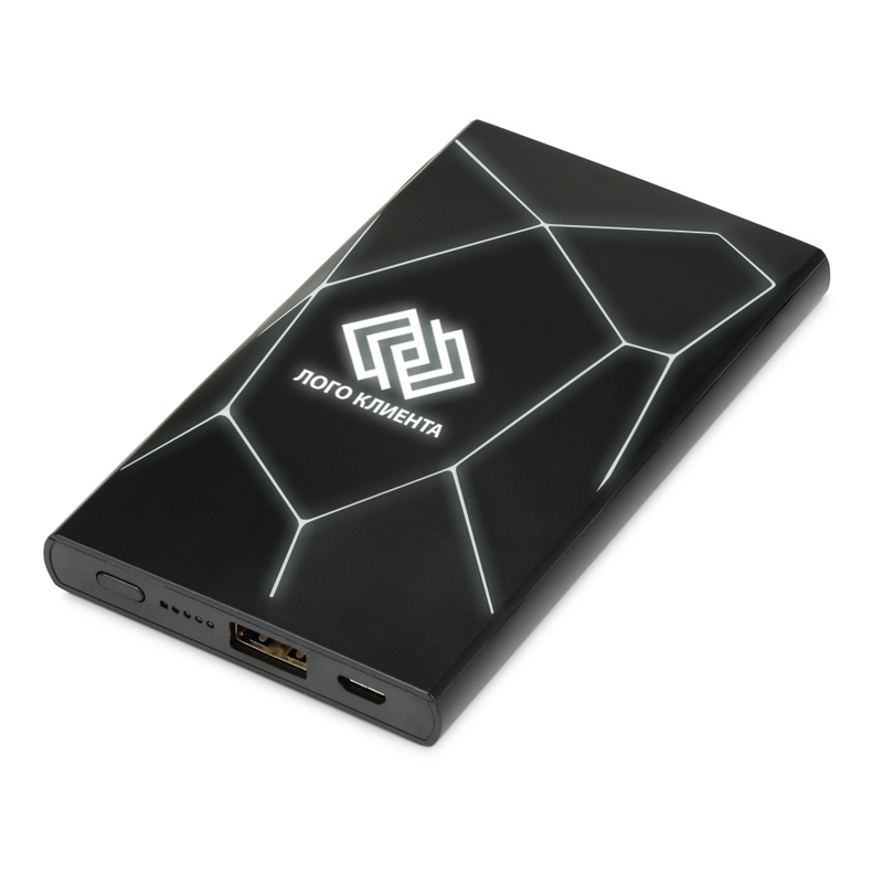 Портативное беспроводное зарядное устройство "Geo Wireless", 5000 mAh, черный с логотипом
