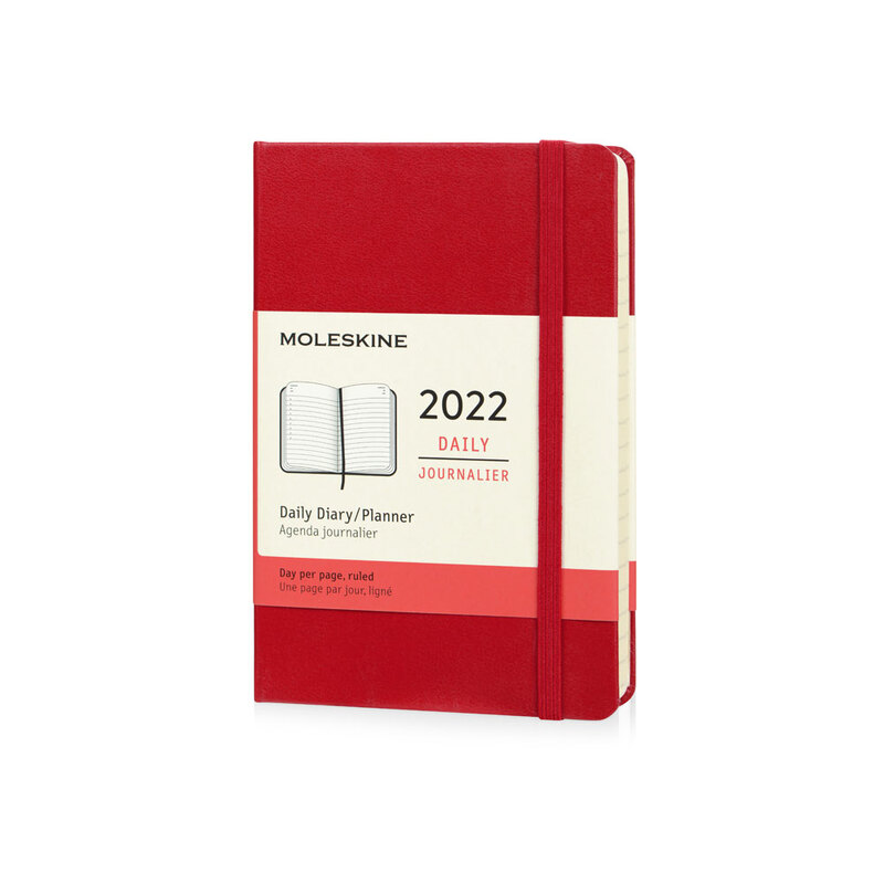 Ежедневник Moleskine Classic (2022), Pocket (9х14), красный, твердая обложка с логотипом
