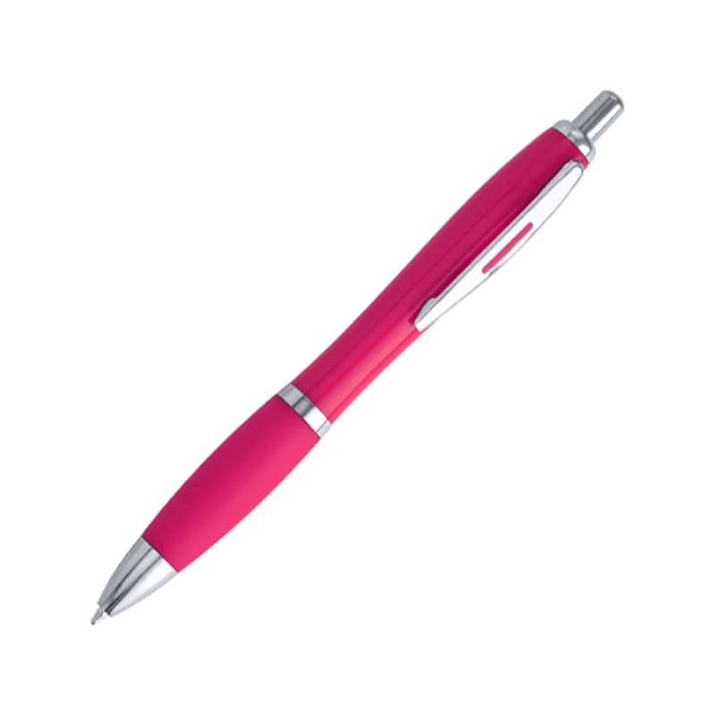 Ручка пластиковая шариковая MERLIN, фуксия с логотипом